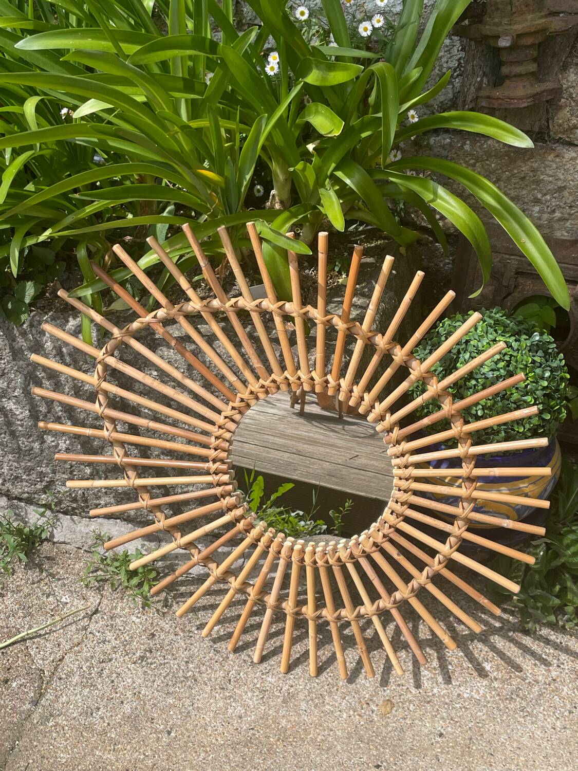 Rattan sun mirror 70'
