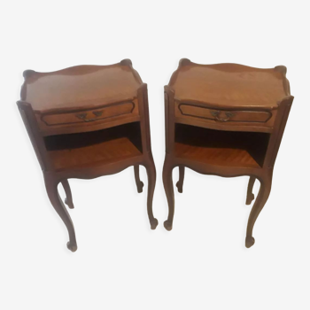 Set of 2 bedside tables in solid cherry wood