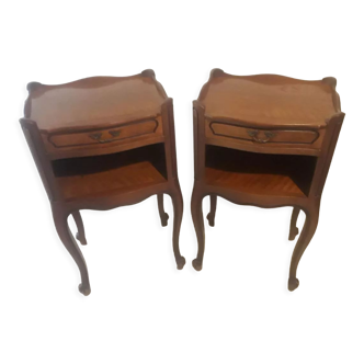 Set of 2 bedside tables in solid cherry wood