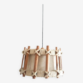 Scandinavian rope and fabric pendant light, circa 1970