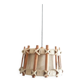 Scandinavian rope and fabric pendant light, circa 1970