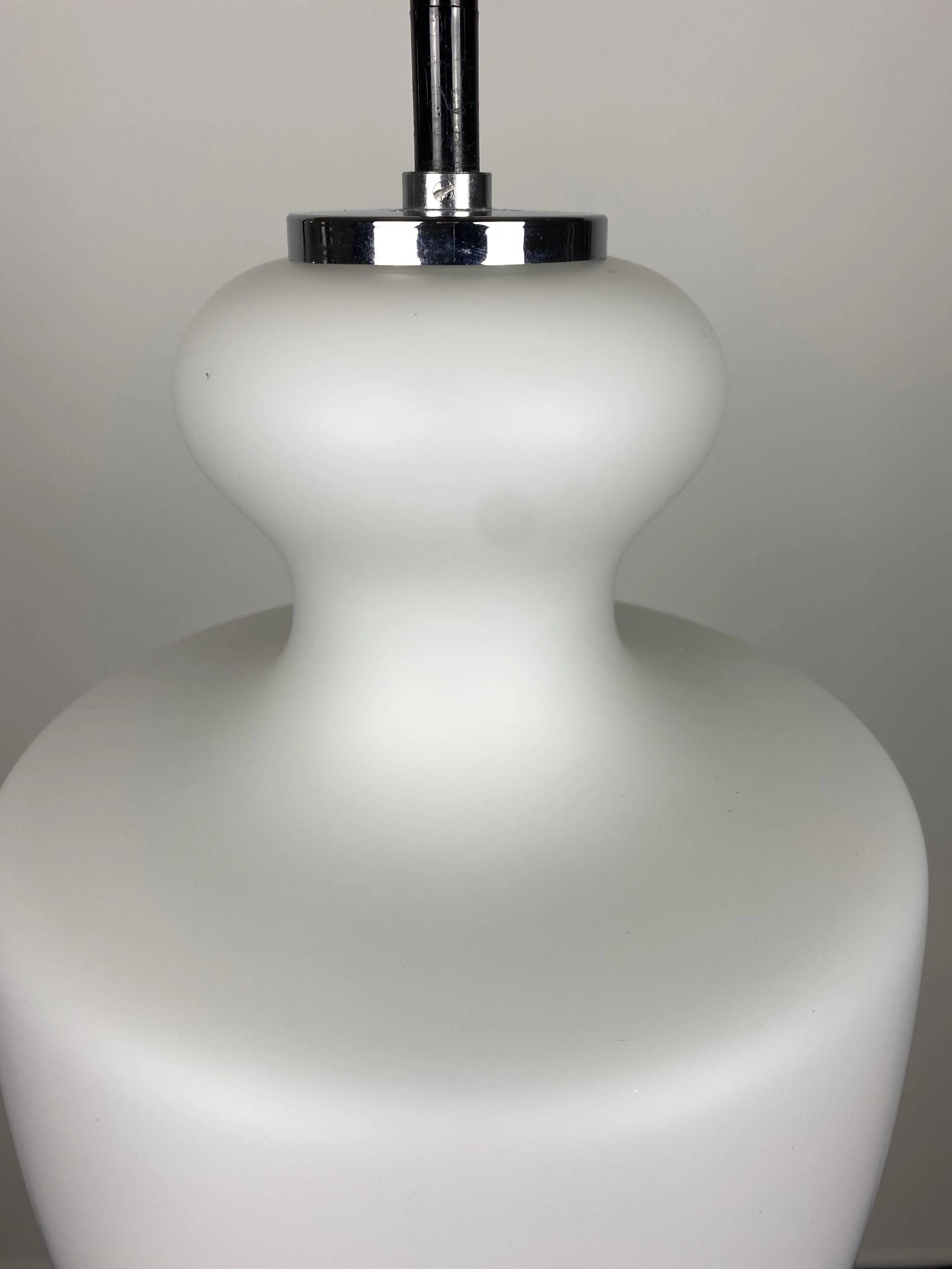 Frosted white glass pendant by Peill and Putzler 1960