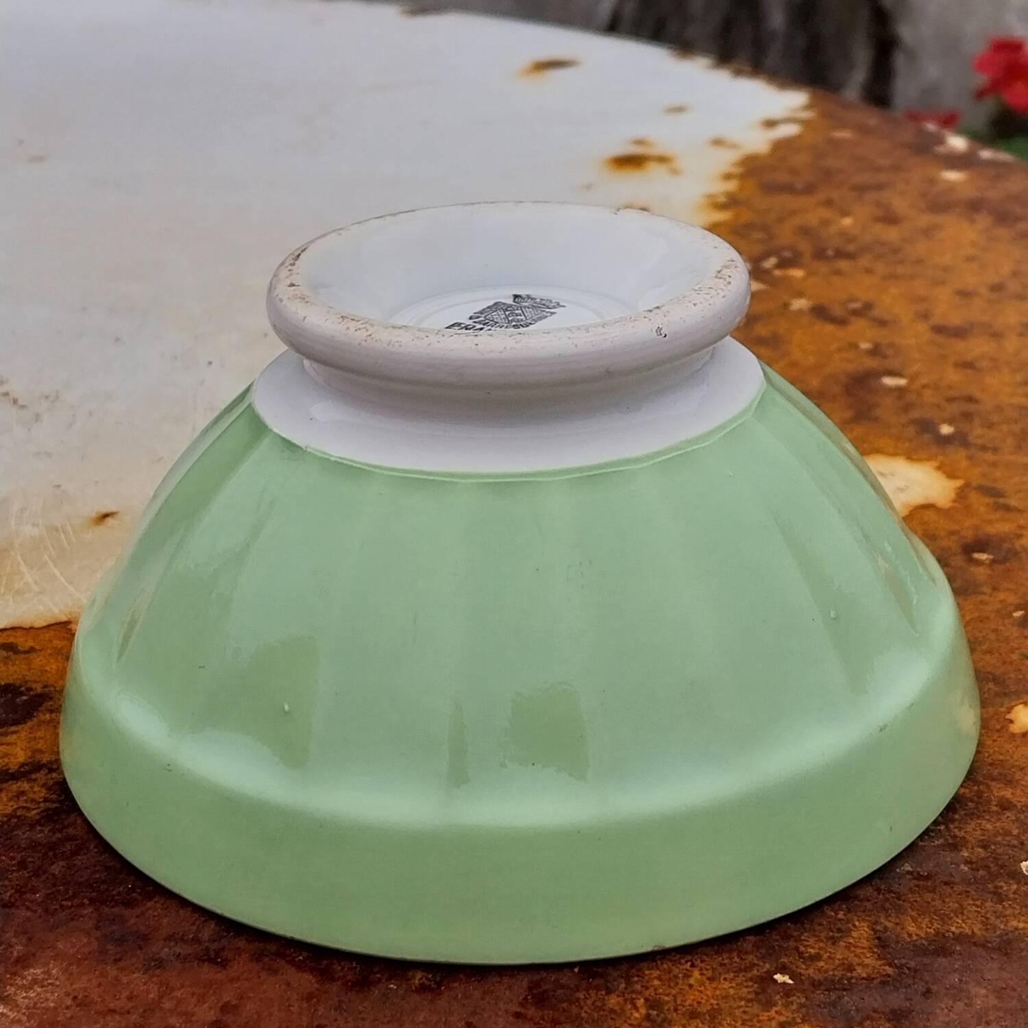 Green earthenware bowl