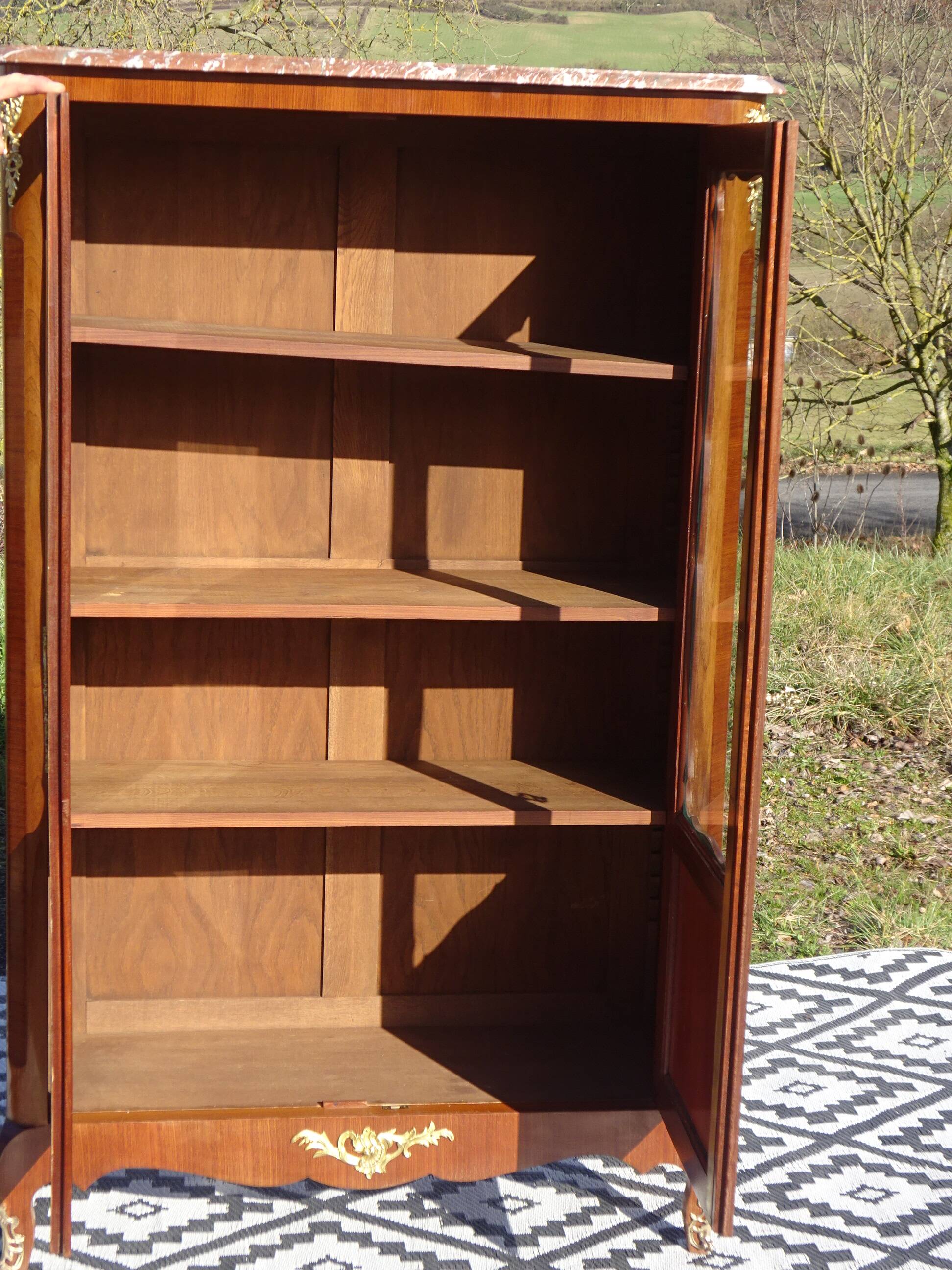 Louis XV library in rosewood marquetry