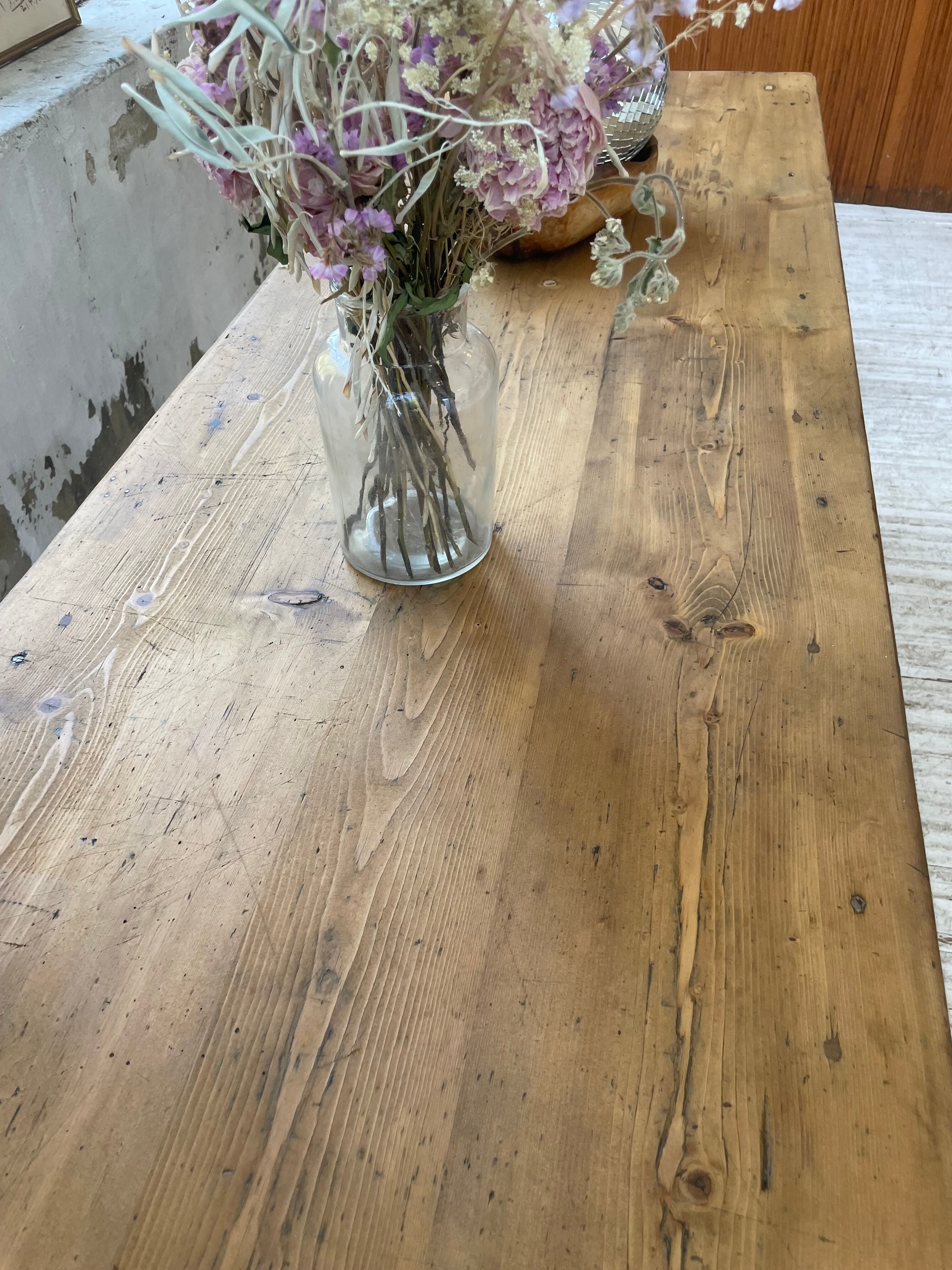 Farmhouse table pine multi-drawers