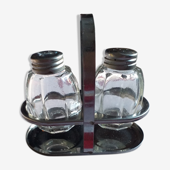 Glass and vintage metal salt and pepper shaker