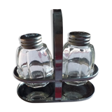 Glass and vintage metal salt and pepper shaker