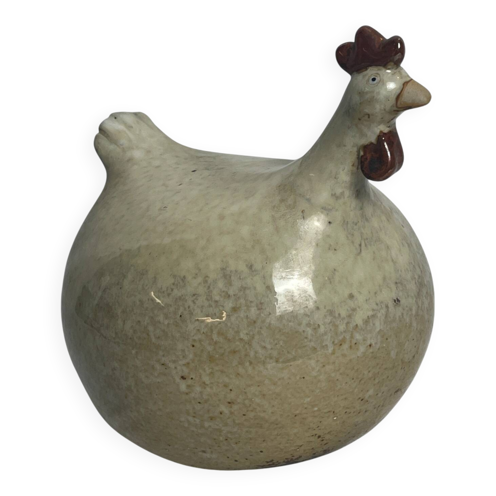 Large beige ceramic hen decoration, 20th century