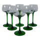 set of 6 green stemmed glasses Made in France Luminarc 1970