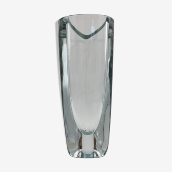 Strombergshyttan, sweden - crystal vase, triangular shape, signed and numbered - 1950s