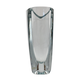 Strombergshyttan, sweden - crystal vase, triangular shape, signed and numbered - 1950s