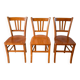 Set of 3 wooden bistro chairs 1950