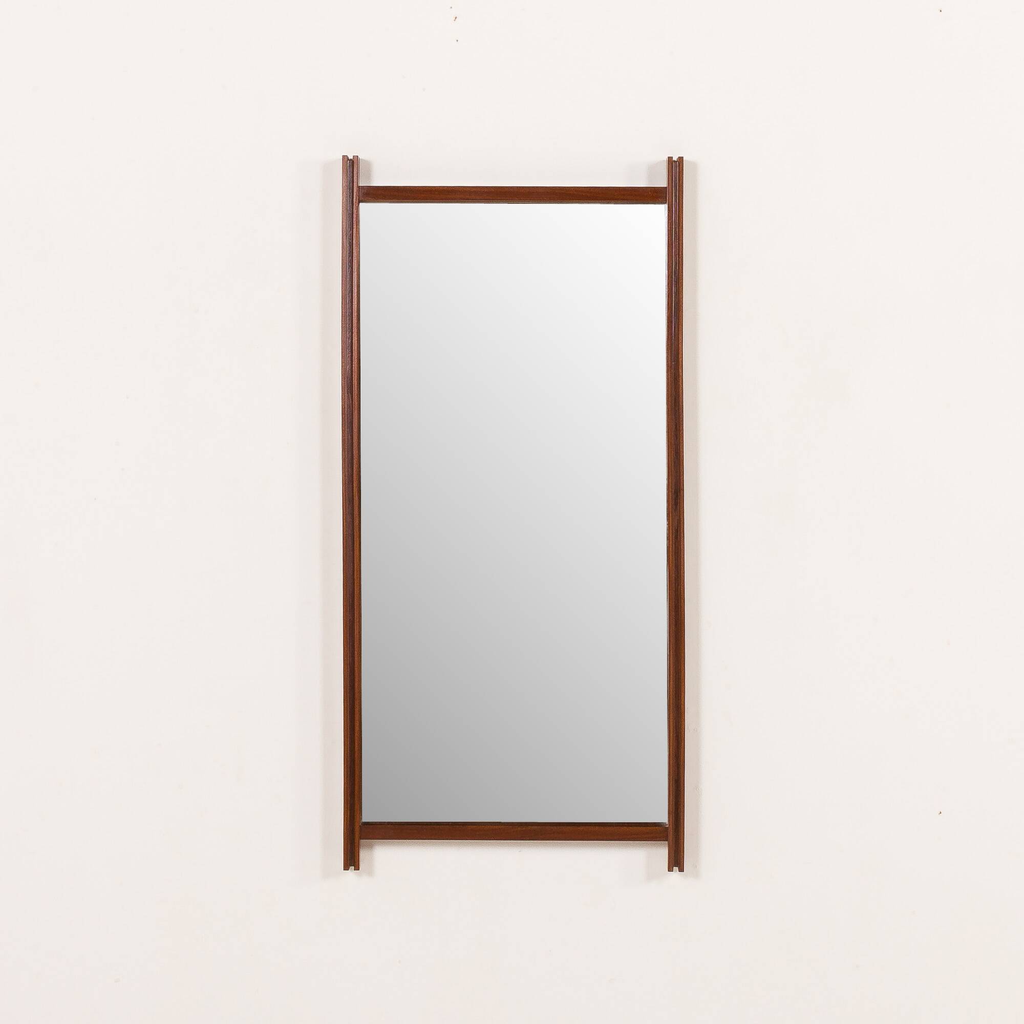 Italian mid century XL teak mirror, 1970s