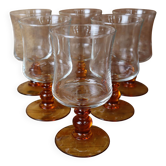 6 verres à eau pied ambré Luminarc "Antique"