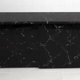 Marquina Black Marble lacquer Italian Post Modern Sideboard, 1980s