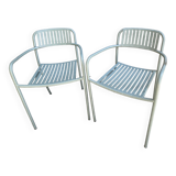 Tolix patio chairs lichen green