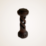Double helix wooden candelabre
