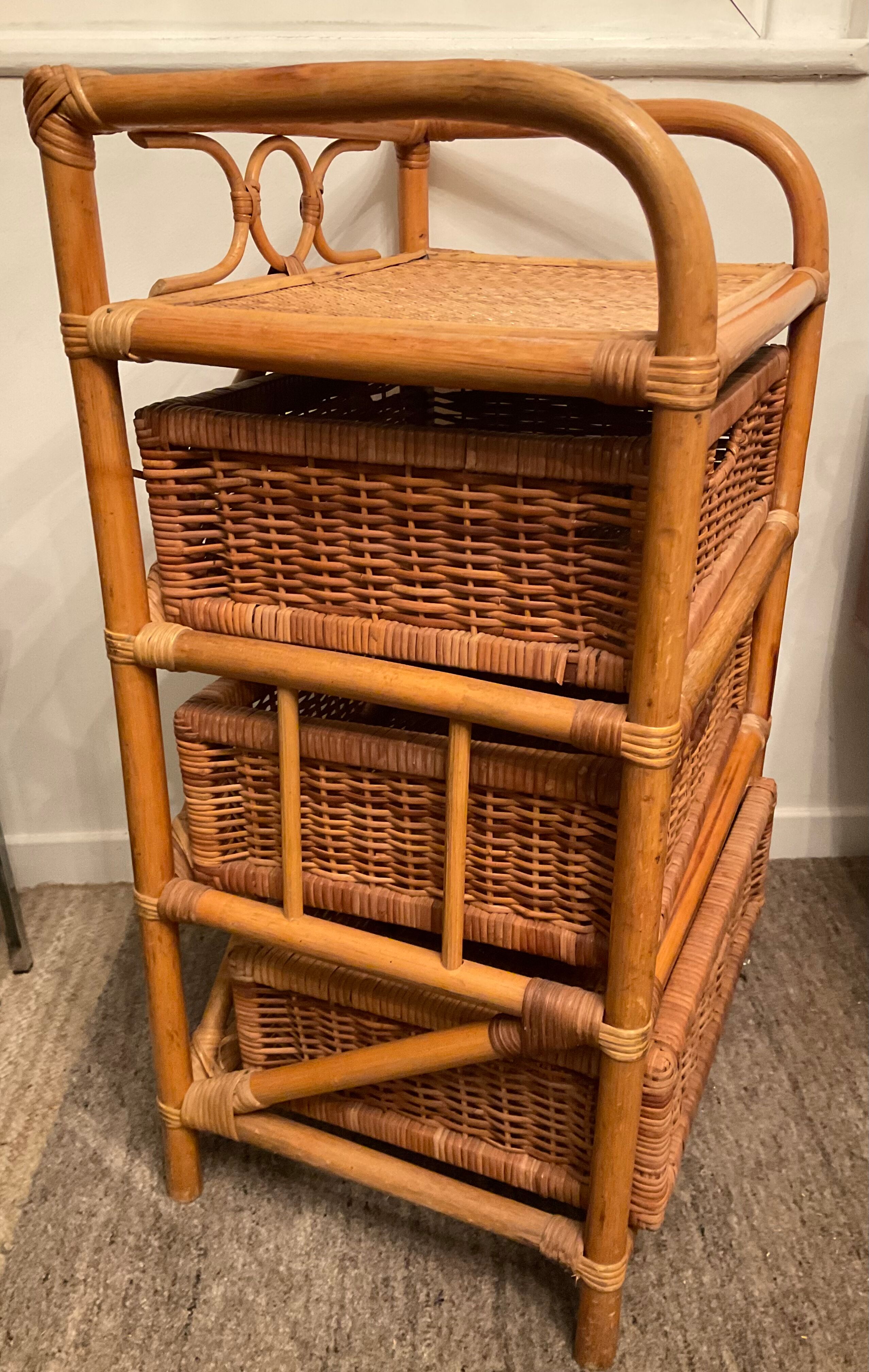 Vintage rattan storage cabinet from the 70s