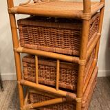 Vintage rattan storage cabinet from the 70s