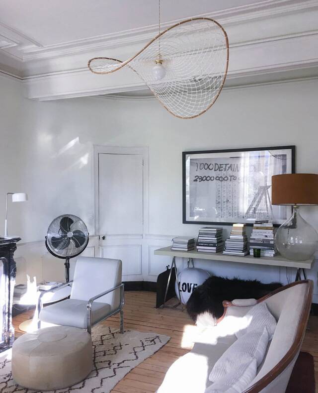 Curved rattan and rope pendant light
