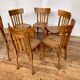 Series of 6 old light wood bistro chairs
