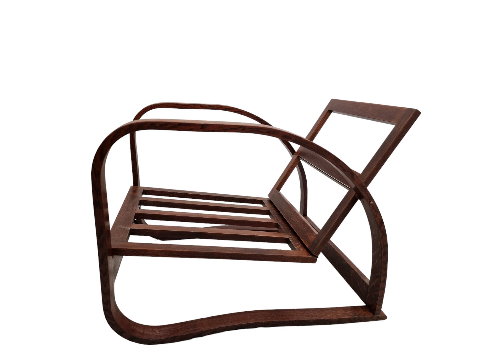 H-70 adjustable Art Deco armchair by J. Halabala, 1930s Czechoslovakia