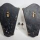 Pair of antique Murano wall lights with gilded engraved mirror, Italy, 19th century