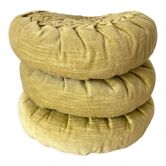 Coussins ronds vintage en velours plissé
