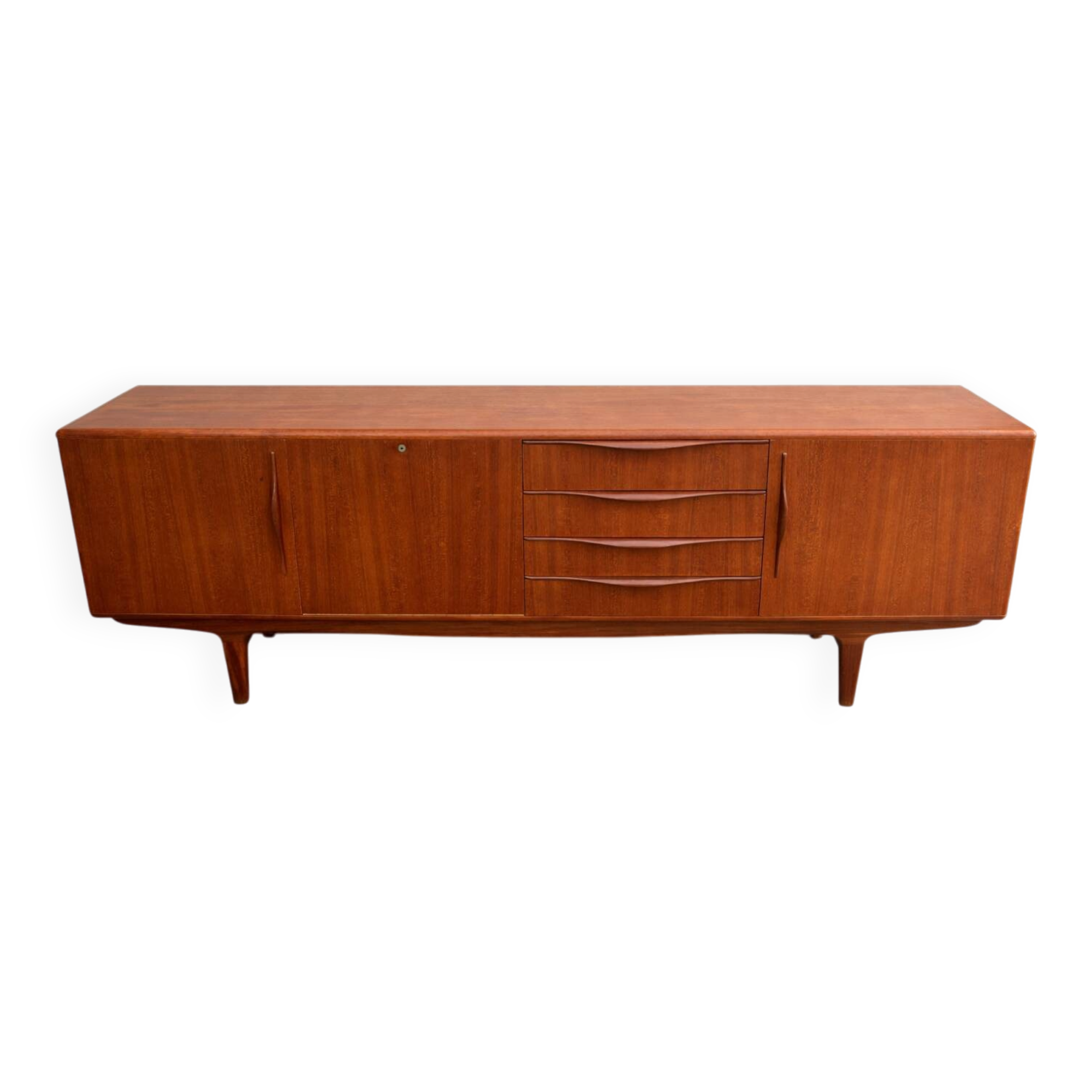 Low teak buffet, vintage Scandinavian style.
