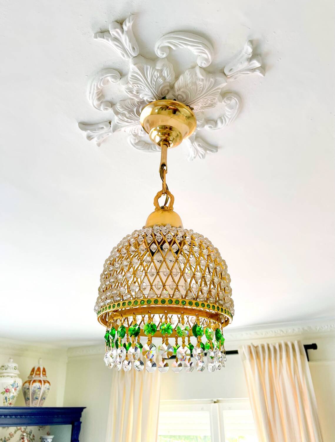 Luster en laiton et cristal