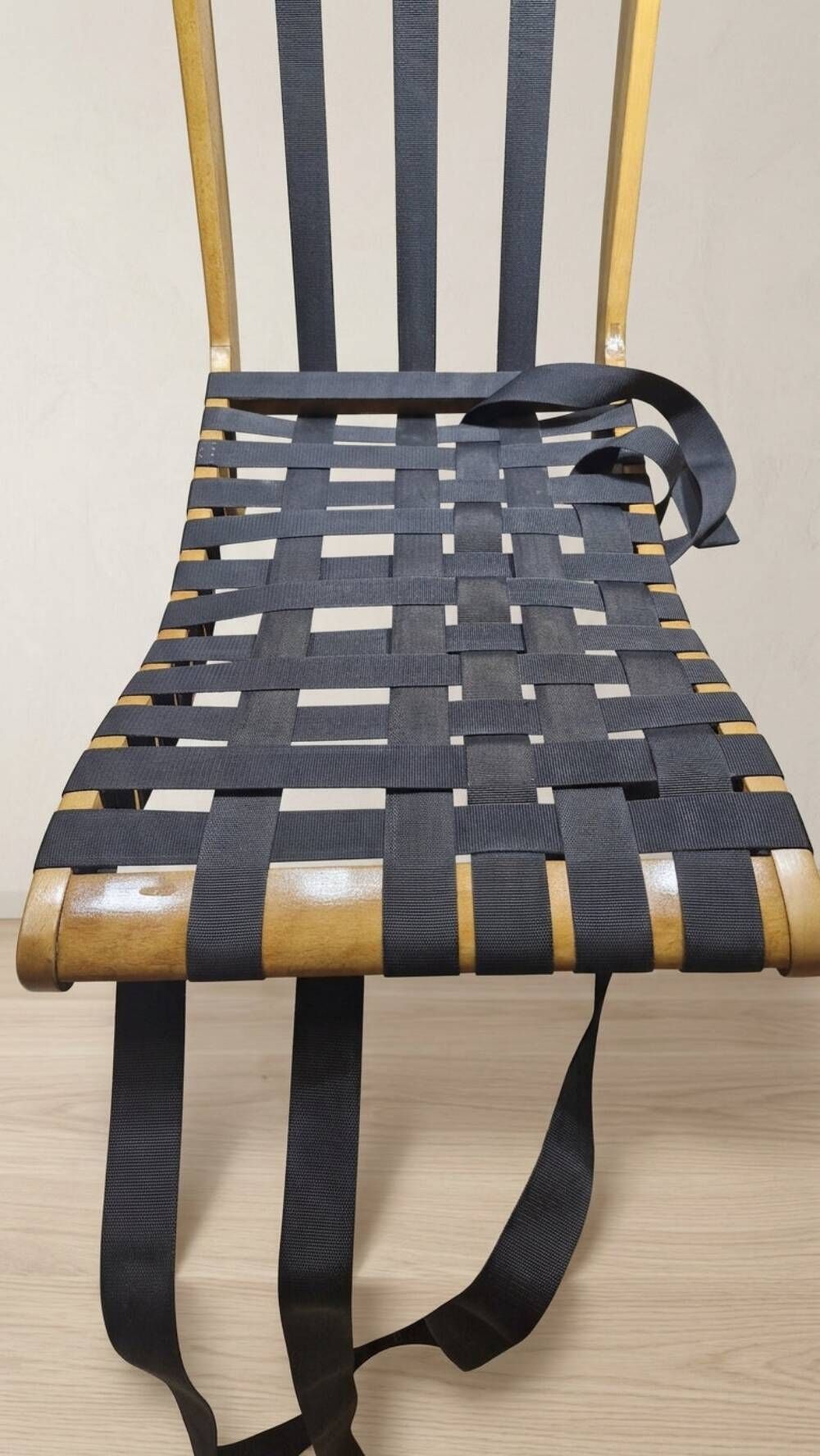 Pair of mid-century woven wood armchairs, 1950s, Czechoslovakia, 68 × 90 × 100 cm