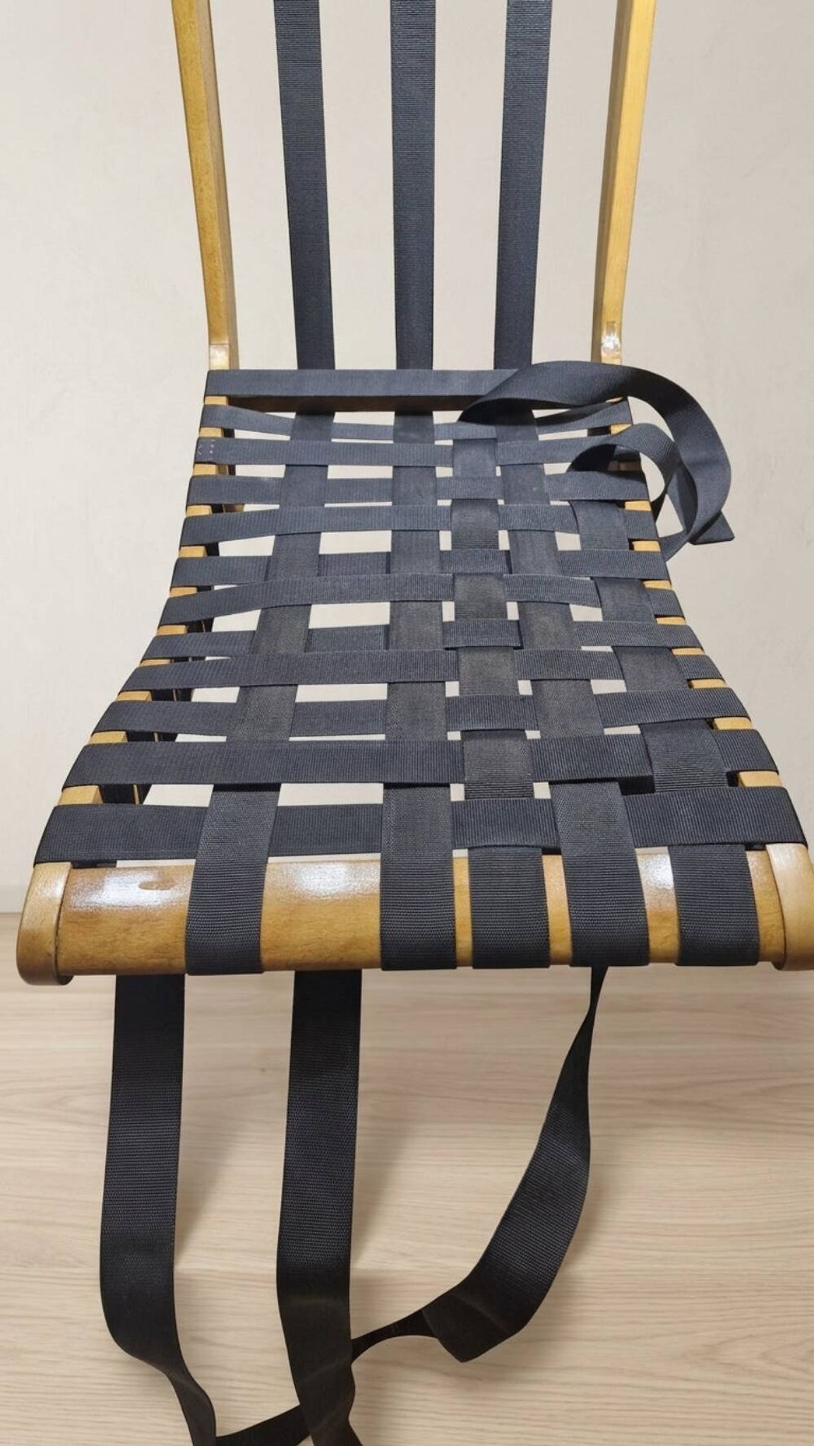 Pair of mid-century woven wood armchairs, 1950s, Czechoslovakia, 68 × 90 × 100 cm
