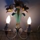 applique ancienne lampes XX tôle Fleurs Lys vintage