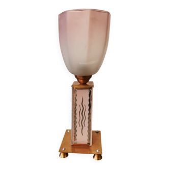 Lampe art déco cuivre et verre