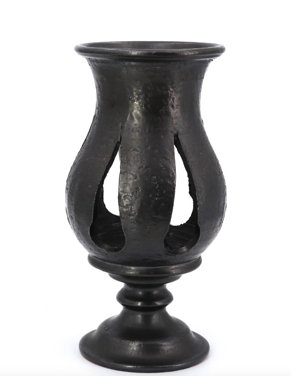 Black ceramic candle holder by Jean Marais, Vallauris, 1960s