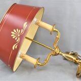 Empire style lamp two lights with oval lacquered lampshade "lucien gau"