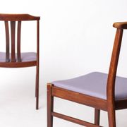 Pair of Vintage Swedish Chairs by LBG Group – 1970s Beech & Purple Fabric