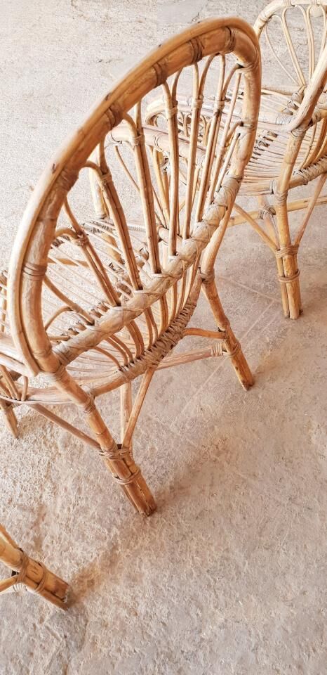 Three vintage rattan chairs