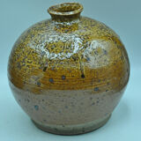 Vase boule oignon en grès pyrité signé