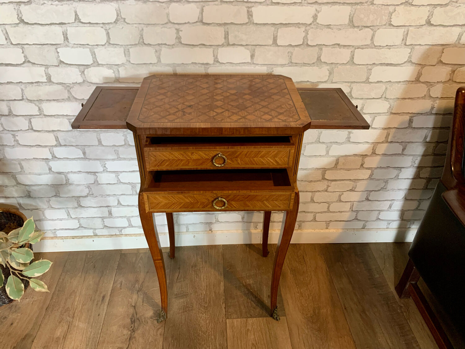 Bedside table in Louis XV style marquetry