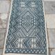 Handmade traditional white and blue carpet, 152x76 cm
