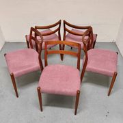 5x chaises de salle à manger en teck par johannes andersen pour uldum, années 1960