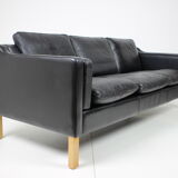 1960s Danish Black Leather 3-Seater Sofa