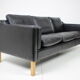 1960s Danish Black Leather 3-Seater Sofa