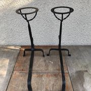 Former pair of landiers iron chimney