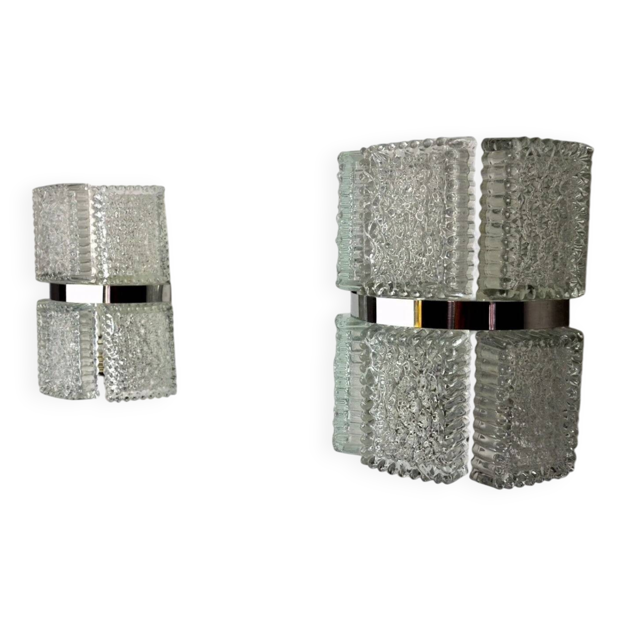 Pair of sconces by Kaiser Leuchten, frosted glass, Germany, 1960