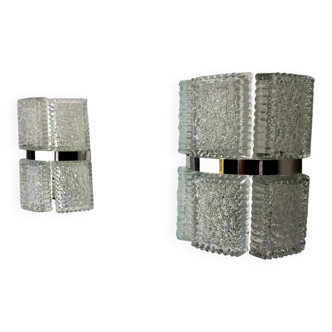 Pair of sconces by Kaiser Leuchten, frosted glass, Germany, 1960