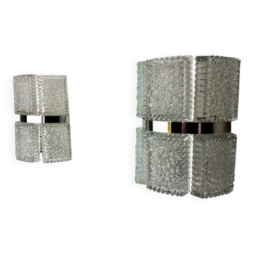 Pair of sconces by Kaiser Leuchten, frosted glass, Germany, 1960