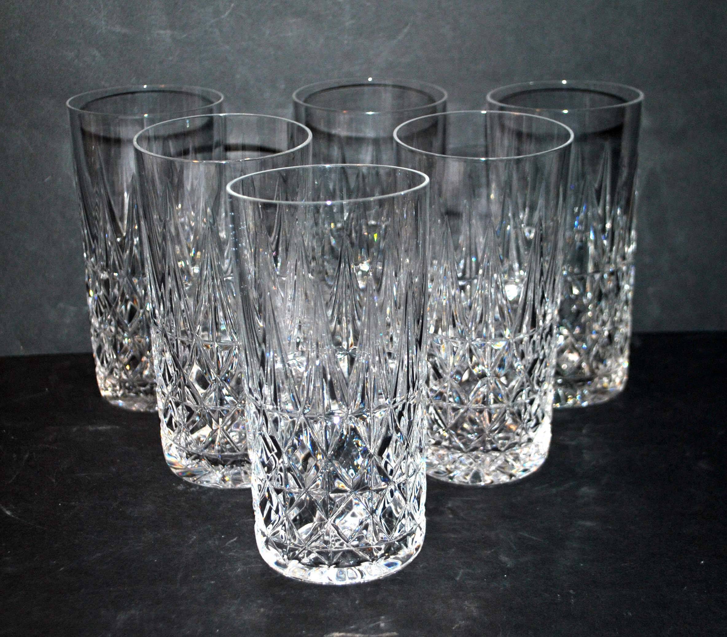 SAINT-LOUIS Series of 6 TARN juice glasses in vintage cut crystal 1960-70 water glass, longdrink