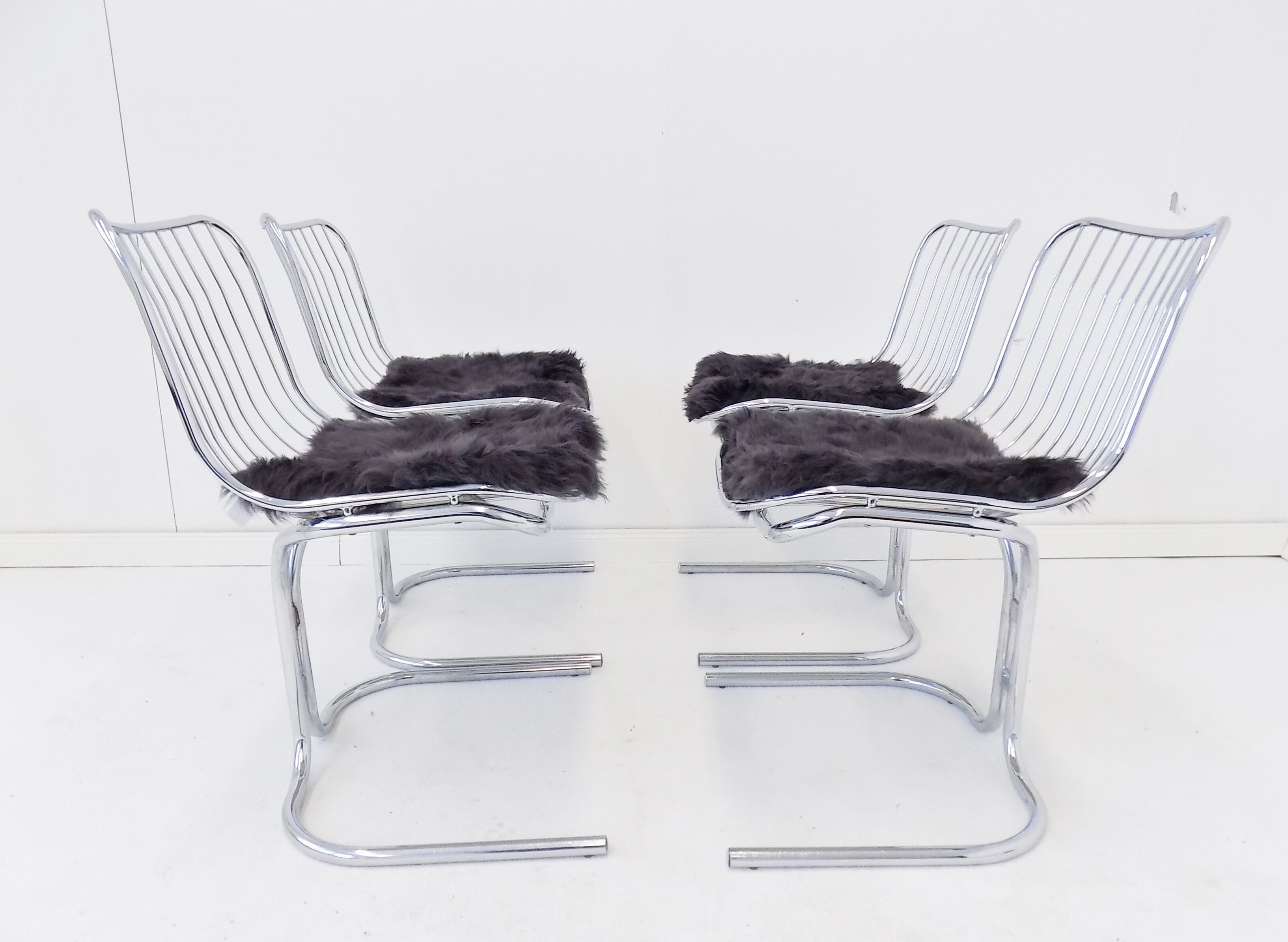Rima set of 4 Radiofreccia chrome chairs by Gastone Rinaldi